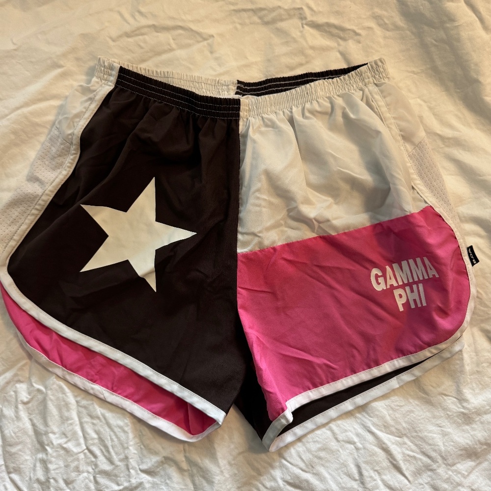 Boa Texas Flag Gamma Phi Athletic Shorts Pink Brown Size M